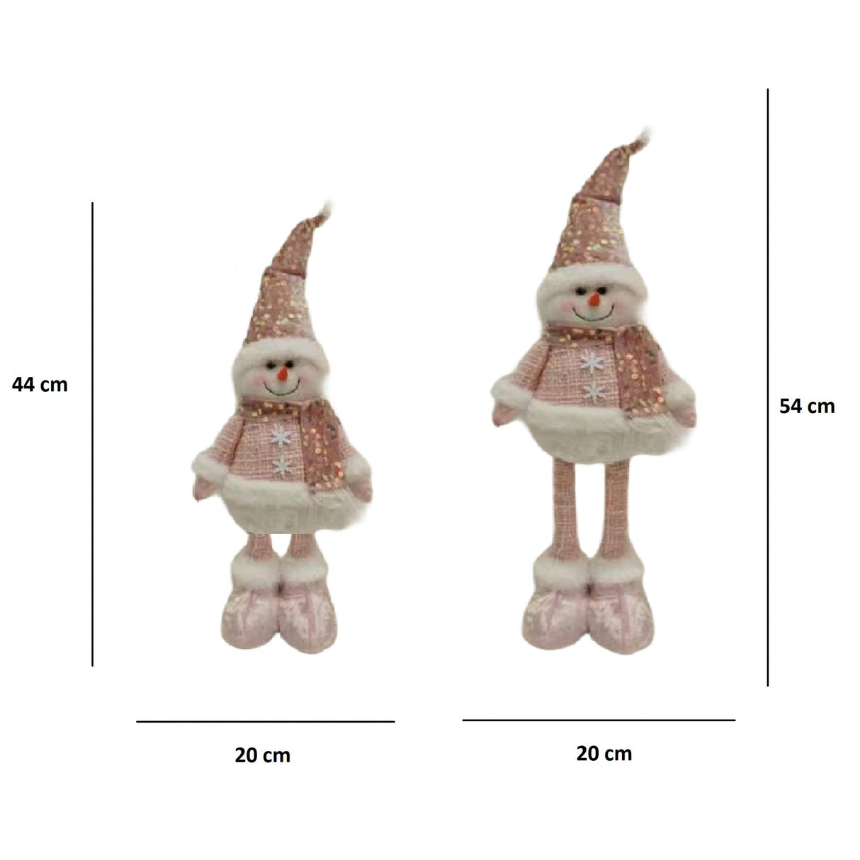 Figurina Decorativa, Pentru Craciun, Om De Zapada, Picioare Telescopice, Inaltime Reglabila 44-54Cm, Caciula Cu Paiete - vivimall.ro