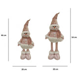 Figurina Decorativa, Pentru Craciun, Om De Zapada, Picioare Telescopice, Inaltime Reglabila 44-54Cm, Caciula Cu Paiete - vivimall.ro
