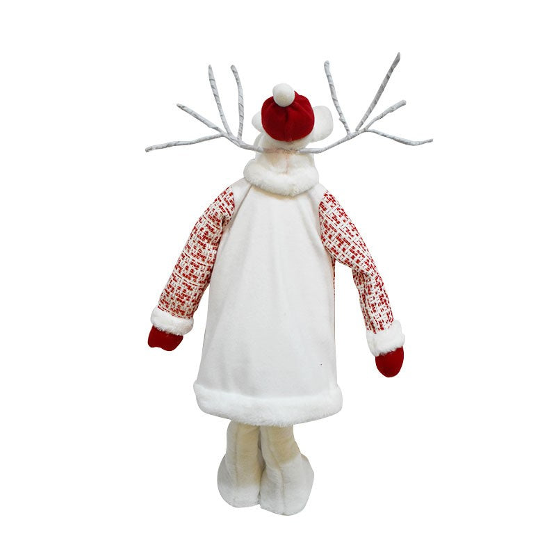 Figurina Decorativa, Pentru Craciun, Ren, Picioare Telescopice, Inaltime Reglabila 42 - 80 Cm, Cu Haina, /Rosu - vivimall.ro