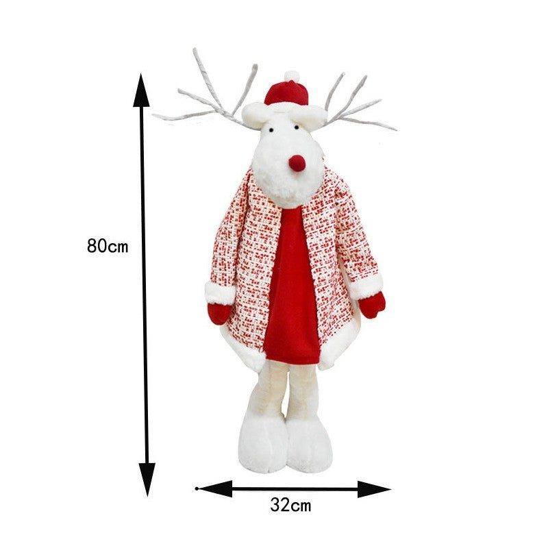 Figurina Decorativa, Pentru Craciun, Ren, Picioare Telescopice, Inaltime Reglabila 42 - 80 Cm, Cu Haina, /Rosu - vivimall.ro