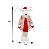 Figurina Decorativa, Pentru Craciun, Flippy, Ren, Picioare Telescopice, Inaltime Reglabila 42 - 80 cm, cu Haina, Alb/Rosu
