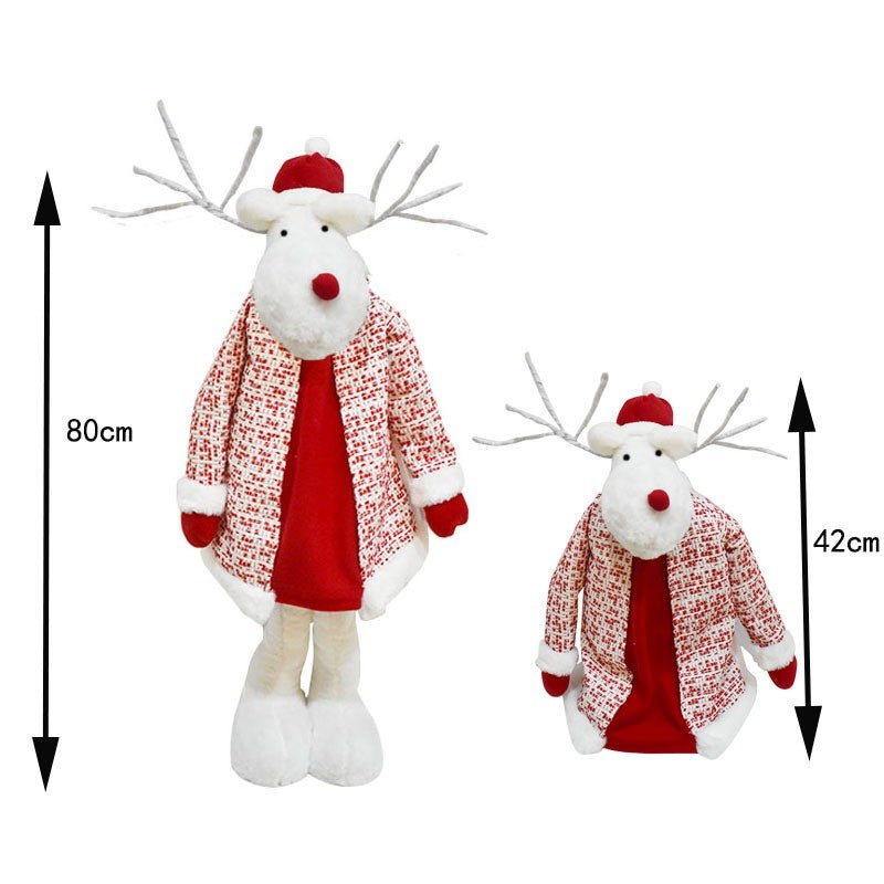 Figurina Decorativa, Pentru Craciun, Ren, Picioare Telescopice, Inaltime Reglabila 42 - 80 Cm, Cu Haina, /Rosu - vivimall.ro