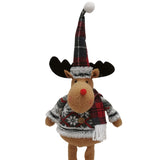 Figurina Decorativa, Pentru Craciun, Ren, Picioare Telescopice, Inaltime Reglabila 44-54Cm, Bluza Cu Fulgi, Rosu/ - vivimall.ro