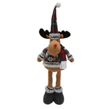 Figurina Decorativa, Pentru Craciun, Ren, Picioare Telescopice, Inaltime Reglabila 44-54Cm, Bluza Cu Fulgi, Rosu/ - vivimall.ro