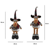 Figurina Decorativa, Pentru Craciun, Ren, Picioare Telescopice, Inaltime Reglabila 44-54Cm, Bluza Cu Fulgi, Rosu/ - vivimall.ro