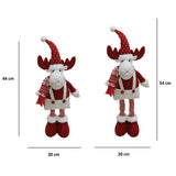 Figurina Decorativa, Pentru Craciun, Ren, Picioare Telescopice, Inaltime Reglabila 44-54Cm, Caciula Cu Inimioare, /Rosu - vivimall.ro