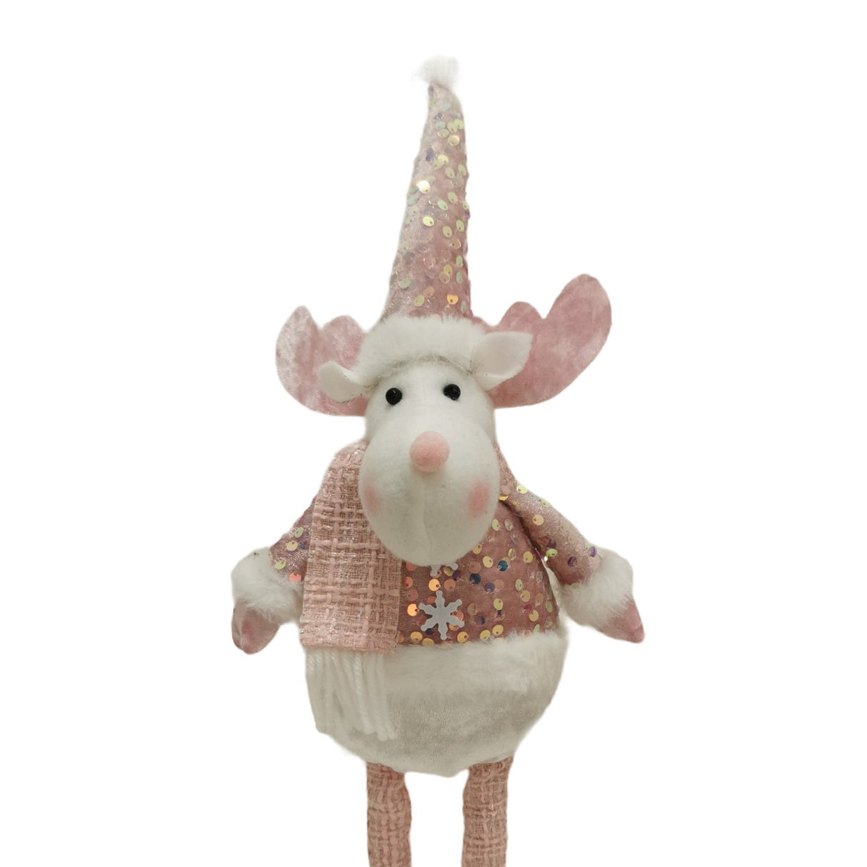Figurina Decorativa, Pentru Craciun, Ren, Picioare Telescopice, Inaltime Reglabila 44-54Cm, Bluza Cu Paiete - vivimall.ro