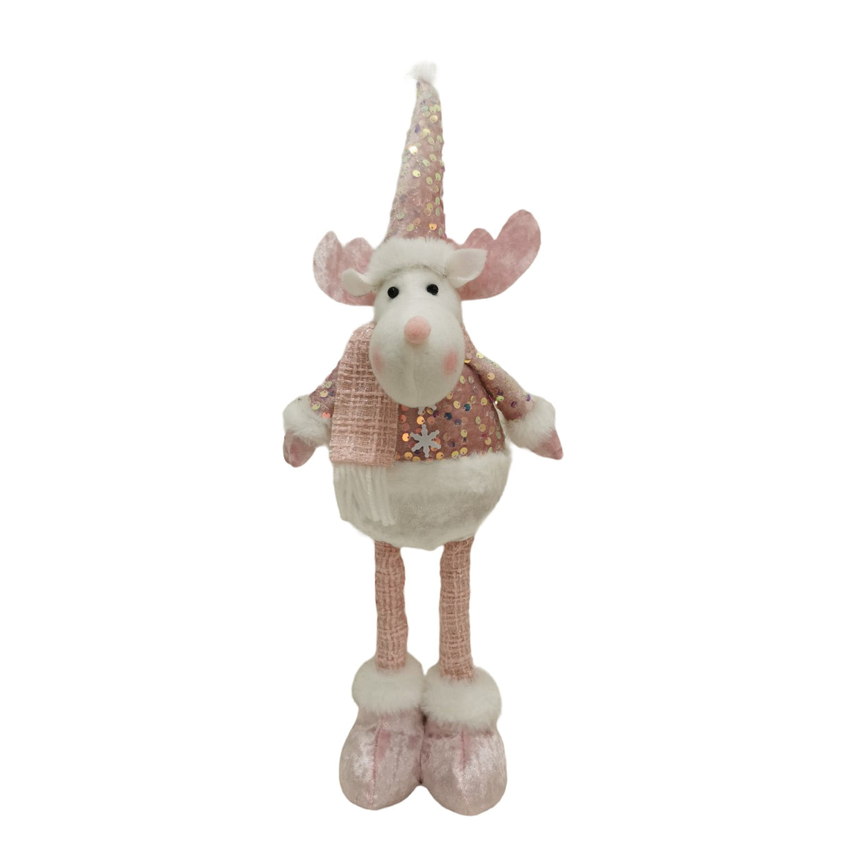 Figurina Decorativa, Pentru Craciun, Ren, Picioare Telescopice, Inaltime Reglabila 44-54Cm, Bluza Cu Paiete - vivimall.ro