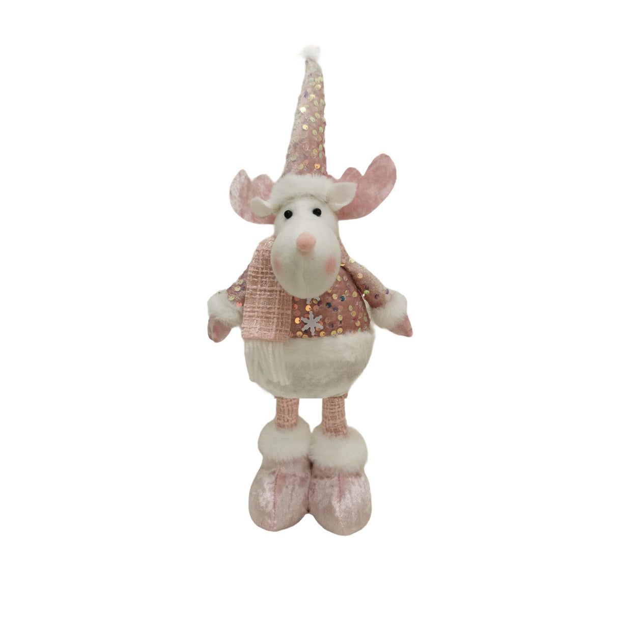 Figurina Decorativa, Pentru Craciun, Ren, Picioare Telescopice, Inaltime Reglabila 44-54Cm, Bluza Cu Paiete - vivimall.ro