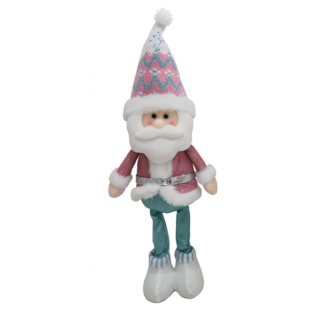 Figurina de Craciun Mos Craciun, Flippy, Figurina Decorativa Mos Craciun pentru Sarbatorile de Iarna, 53 x 17 x 8 cm, Alb Roz - vivimall.ro