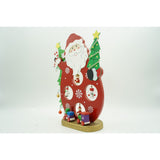 Figurina decorata, Mos Craciun, Rosu, din Lemn, 18 cm x 24.5 cm, Interior, Flippy - vivimall.ro