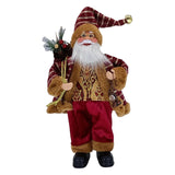 Figurina Decorativa Craciun, Mos Craciun Asezat Cu Sac Si Felinar, Material Plastic+Textil, Interior/Exterior, Rosu/, Resigilat - vivimall.ro