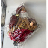 Figurina Decorativa Craciun, Mos Craciun Asezat Cu Sac Si Felinar, Material Plastic+Textil, Interior/Exterior, Rosu/, Resigilat - vivimall.ro