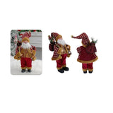 Figurina Decorativa Craciun, Mos Craciun Asezat Cu Sac Si Felinar, Material Plastic+Textil, Interior/Exterior, Rosu/, Resigilat - vivimall.ro