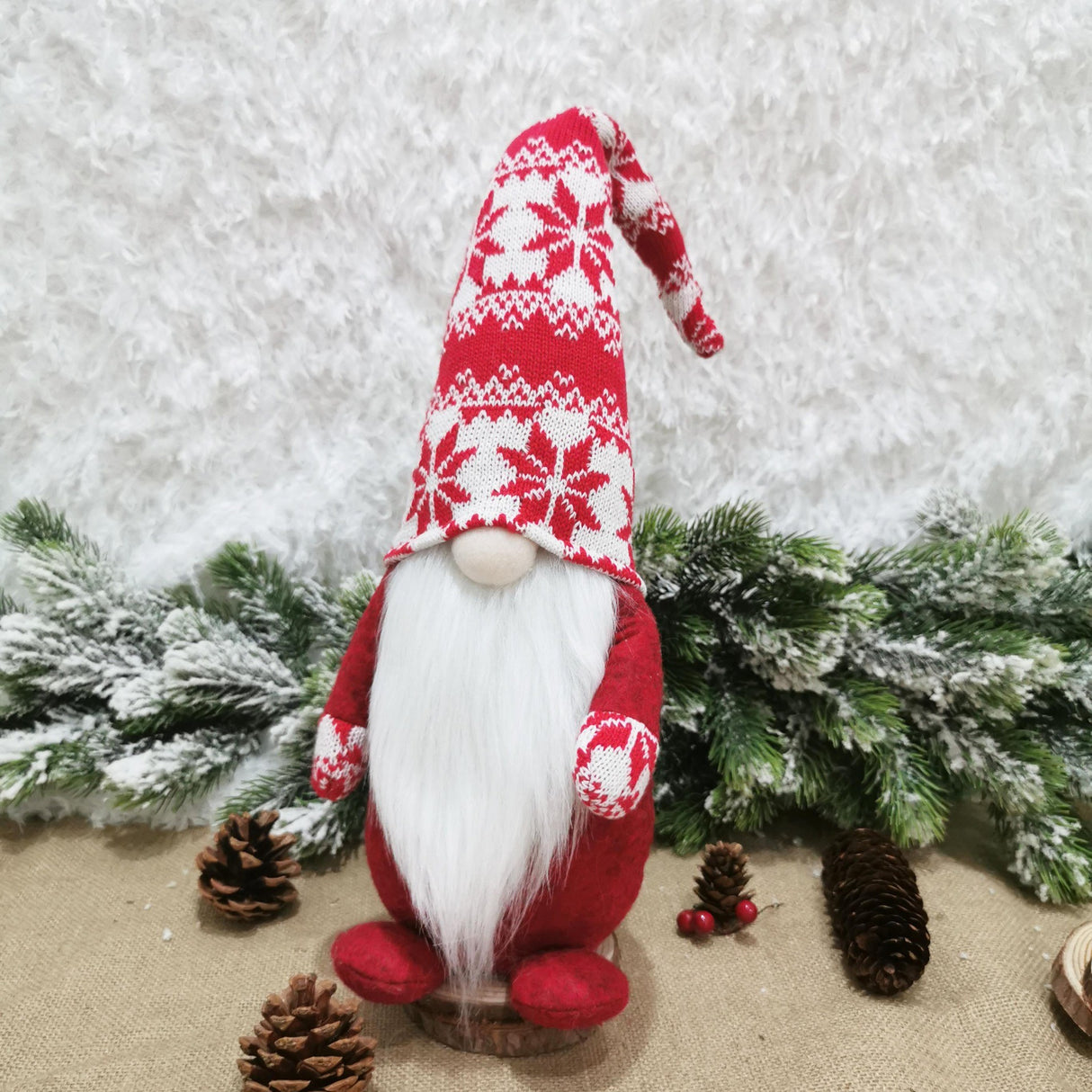 Figurina Decorativa, Pentru Craciun, Spiridus, Omul Padurii Cu Barba Lunga, Inaltime 47 Cm - vivimall.ro