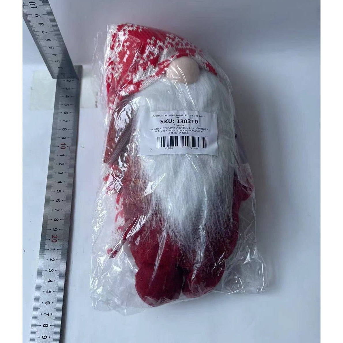 Figurina Decorativa, Pentru Craciun, Spiridus, Omul Padurii Cu Barba Lunga, Inaltime 47 Cm - vivimall.ro