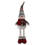 Figurina Decorativa, Pentru Craciun, Om De Zapada, Picioare Telescopice, Inaltime Reglabila 44-54Cm, Caciula Cu Fugi, Rosu/ - vivimall.ro