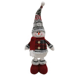 Figurina Decorativa, Pentru Craciun, Om De Zapada, Picioare Telescopice, Inaltime Reglabila 44-54Cm, Caciula Cu Fugi, Rosu/ - vivimall.ro
