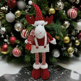 Figurina Decorativa, Pentru Craciun, Ren, Picioare Telescopice, Inaltime Reglabila 44-54Cm, Caciula Cu Inimioare, /Rosu - vivimall.ro
