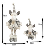 Figurina Decorativa, Pentru Craciun, Ren, Picioare Telescopice, Inaltime Reglabila 52- 82 Cm, Pantaloni Luciosi, Alb/ - vivimall.ro