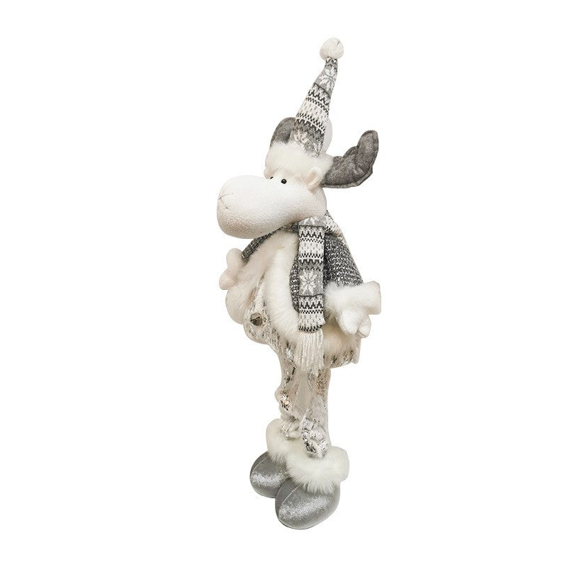 Figurina Decorativa, Pentru Craciun, Ren, Picioare Telescopice, Inaltime Reglabila 52- 82 Cm, Pantaloni Luciosi, Alb/ - vivimall.ro