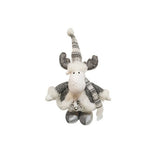 Figurina Decorativa, Pentru Craciun, Flippy, Ren, Picioare Telescopice, Inaltime Reglabila 52- 82 cm, Pantaloni Luciosi, Alb/Argintiu