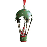 Figurina pentru Brad de Craciun, Flippy, Model Mos Craciun in Balon cu Aer Cald, Ornament pentru Brad, din Metal, 11 x 5.5 x 5.5 cm, Verde - vivimall.ro