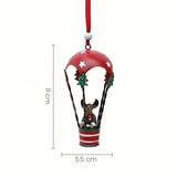 Figurina pentru Brad de Craciun, Flippy, Model Ren in Balon cu Aer Cald, Ornament pentru Brad, din Metal, 11 x 5.5 x 5.5 cm, Rosu inchis - vivimall.ro