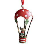 Figurina pentru Brad de Craciun, Flippy, Model Ren in Balon cu Aer Cald, Ornament pentru Brad, din Metal, 11 x 5.5 x 5.5 cm, Rosu inchis - vivimall.ro