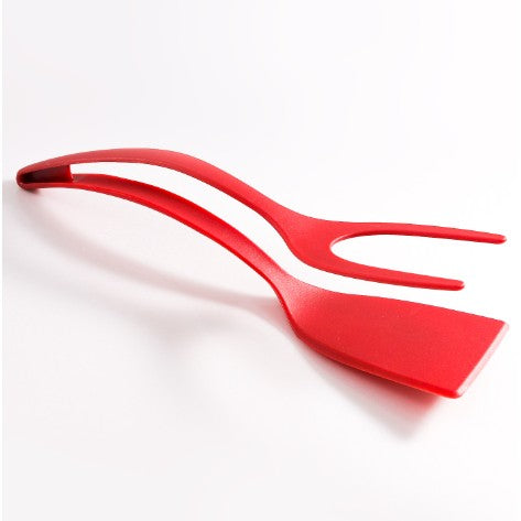 Spatula Multifunctionala tip Cleste, Vivimall, Spatula Cleste pentru Gatit, Silicon PP, pentru Alimente, Carne, Paine, 31 x 8.5 cm-Rosu - vivimall.ro