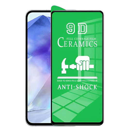 Folie de Protectie Ceramica, Vivimall, Compatibila cu Samsung Galaxy A15, A15 5G, Ceramics 9D, Antisoc, Margini Negre, Transparent - vivimall.ro