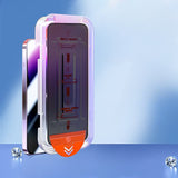 Folie de Protectie cu Instalare Rapida, Flippy, pentru Apple iPhone 15, Privacy Tempered Glass Easy Tool, Full Cover, Protectie Difuzor, HD, Margini Negre, Transparent - vivimall.ro