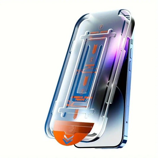 Folie de Protectie cu Instalare Rapida, Vivimall, pentru Apple iPhone 15 Pro, Privacy Tempered Glass Easy Tool, Full Cover, Protectie Difuzor, HD, Margini Negre, Transparent - vivimall.ro