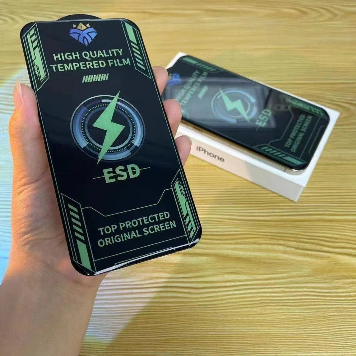 Folie de Protectie, Vivimall, pentru Apple iPhone 15 Plus, Tempered Glass ESD, Electroplate, Regenerabila, Full Cover, Margini Negre, Transparent - vivimall.ro