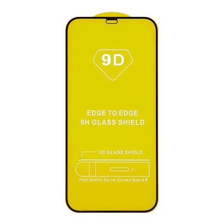 Folie protecție Tempered Glass 9D Full Cover pentru iPhone 15 Pro, margini negre, vedere frontală
