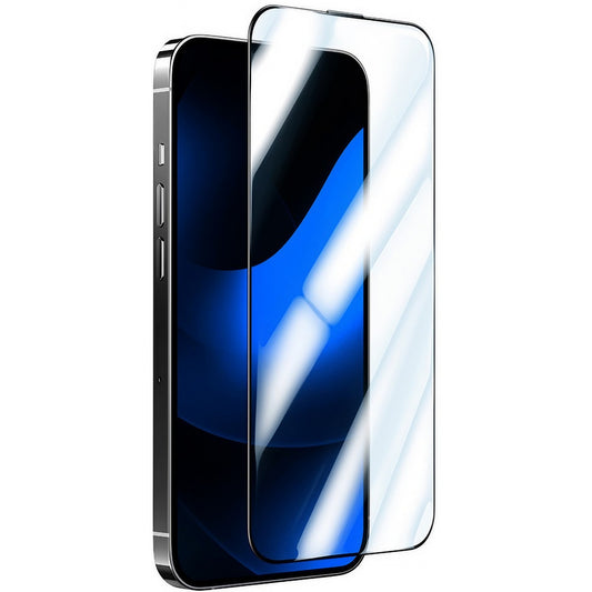 Folie de Protectie, Vivimall, compatibila cu Apple iPhone 14 Pro Max, Electrostatica, Sticla Securizata, Top Glass, Anti-static, Negru - vivimall.ro