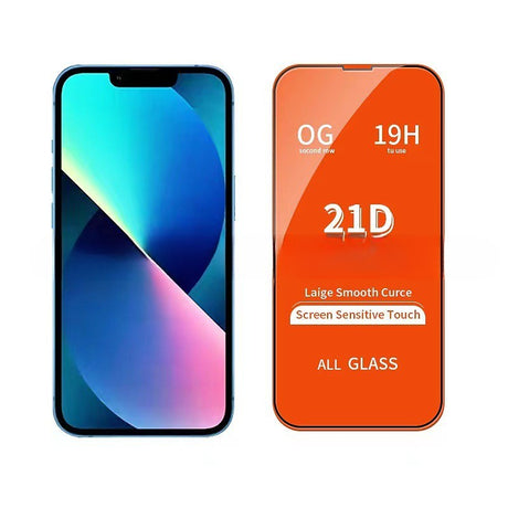 Folie sticlă Tempered Glass OG Full Cover 21D pentru Apple iPhone 15, margini negre, transparentă HD, vedere frontală