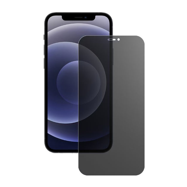 Folie Matte Ceramic Privacy pentru iPhone 15 Plus, duritate 9H, negru transparent, vedere frontală