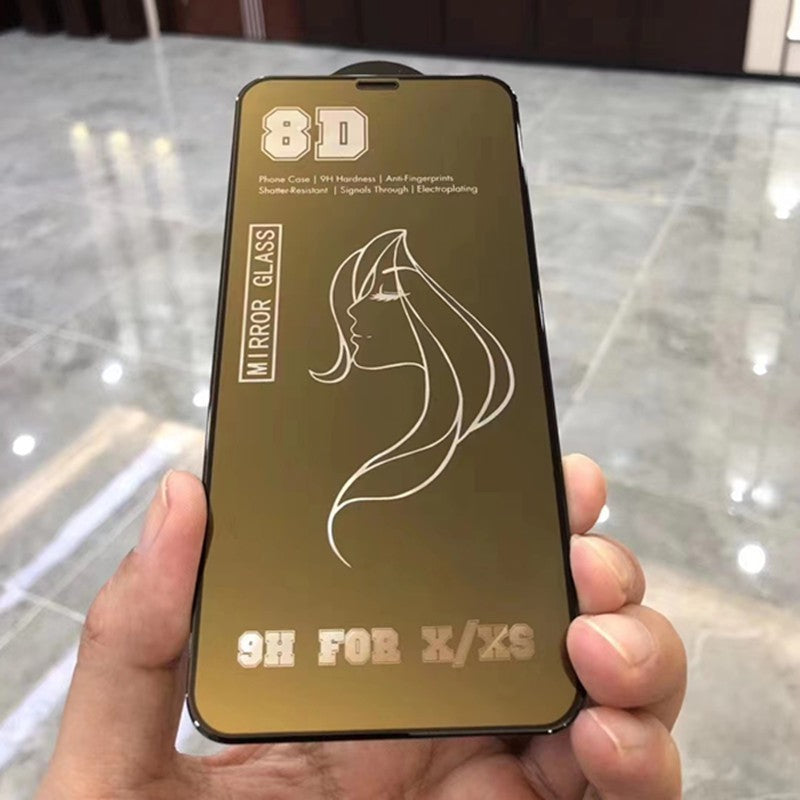 Ambalaj folie Vivimall Tempered Glass Mirror 8D pentru iPhone 15 Pro Max, culoare auriu