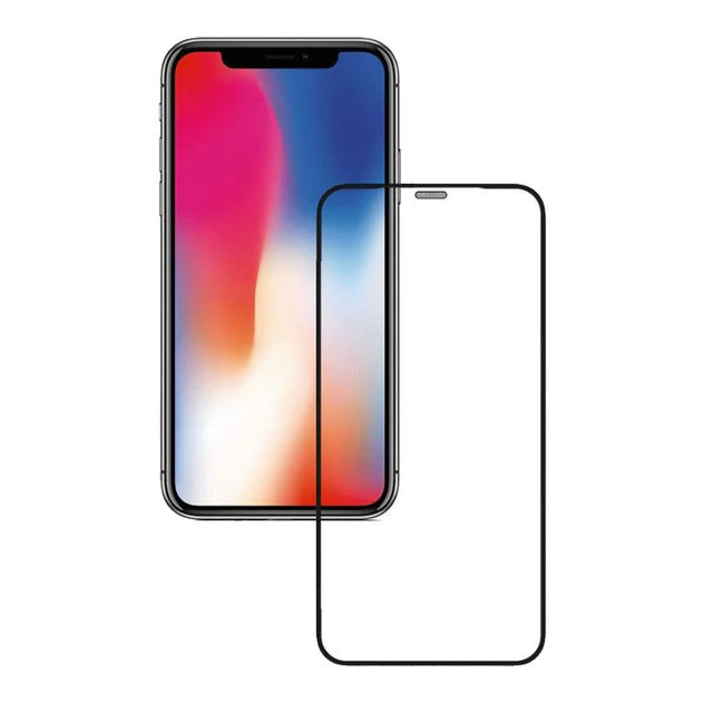 Folie protecție iPhone 15 Pro Tempered Glass HD Full Cover, vedere frontală, margini negre, transparent