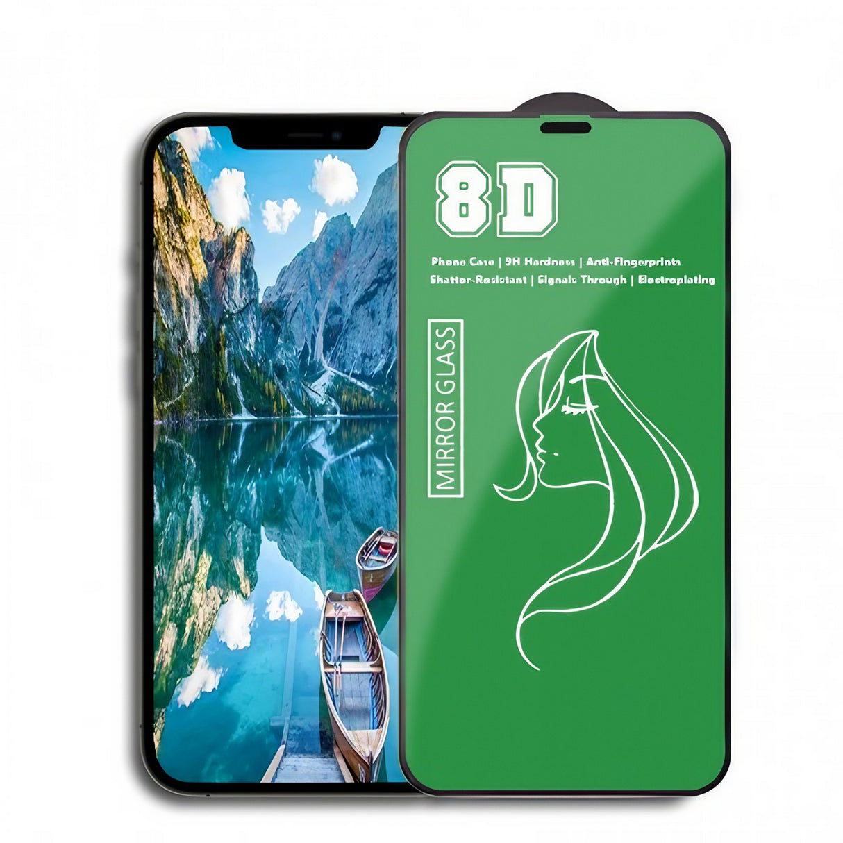 Folie protecție iPhone 15 Pro Tempered Glass Mirror 8D efect oglindă verde, vedere frontală