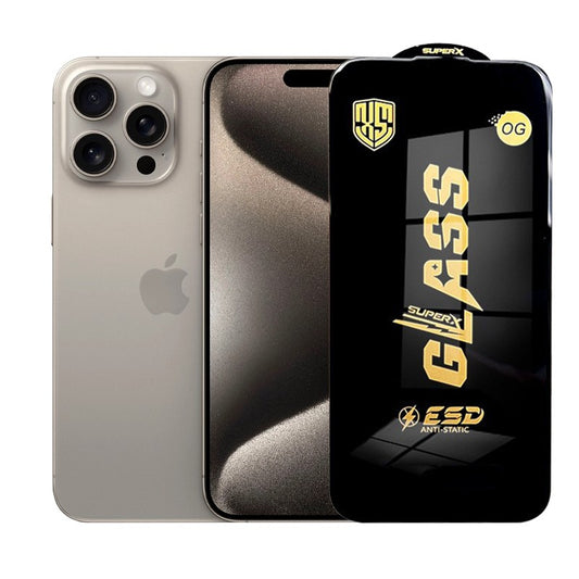 Folie de Protectie pentru iPhone 15 Pro Max, Vivimall, Sticla Securizata ESD, Margini Negre, Rezistenta la Zgirieturi, Antistatica, 0.35 mm, Transparenta - vivimall.ro