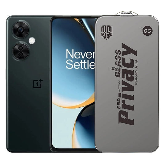 Folie de Protectie pentru OnePlus Nord CE 3 Lite, Vivimall, Sticla Securizata ESD Antistatica, Super-X Privacy OG, Margini Negre, 0.30 mm, Transparent Inchis - vivimall.ro