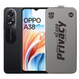 Folie de Protectie pentru Oppo A38, Flippy, Sticla Securizata ESD Antistatica, Super-X Privacy OG, Margini Negre, 0.30 mm, Transparent Inchis - vivimall.ro