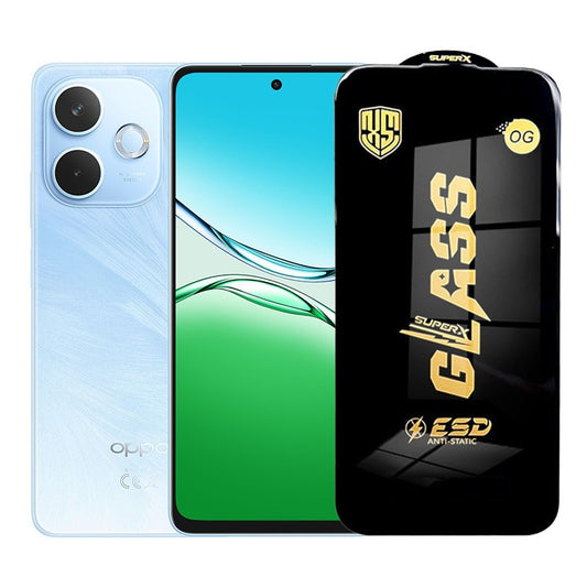 Folie protecție Oppo A5 Pro din sticlă securizată ESD, 0.35 mm, margini negre, vedere frontală