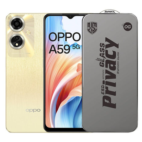 Folie de Protectie pentru Oppo A59, Flippy, Sticla Securizata ESD Antistatica, Super-X Privacy OG, Margini Negre, 0.30 mm, Transparent Inchis - vivimall.ro