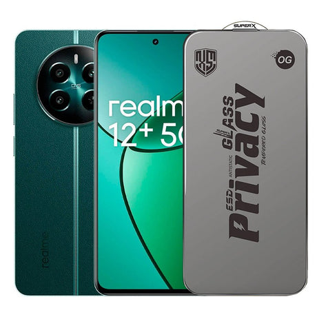 Folie de Protectie pentru Realme 12+, Flippy, Sticla Securizata ESD Antistatica, Super-X Privacy OG, Margini Negre, 0.30 mm, Transparent Inchis - vivimall.ro