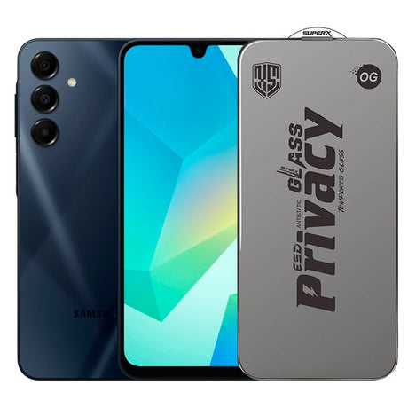 Folie de Protectie pentru Samsung Galaxy A16, Flippy, Sticla Securizata ESD Antistatica, Super-X Privacy OG, Margini Negre, 0.30 mm, Transparent Inchis - vivimall.ro