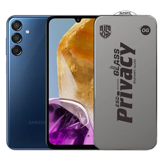 Folie de Protectie pentru Samsung Galaxy M15, Vivimall, Sticla Securizata ESD Antistatica, Super-X Privacy OG, Margini Negre, 0.30 mm, Transparent Inchis - vivimall.ro