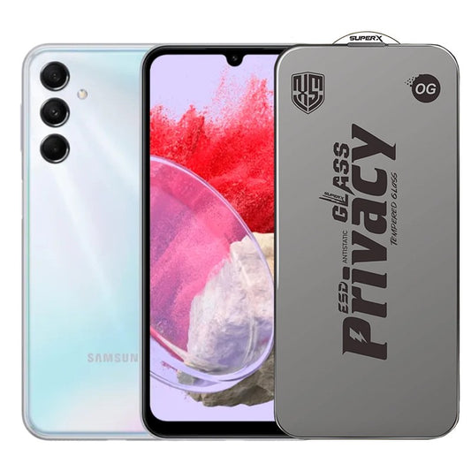 Folie de Protectie pentru Samsung Galaxy M34, Vivimall, Sticla Securizata ESD Antistatica, Super-X Privacy OG, Margini Negre, 0.30 mm, Transparent Inchis - vivimall.ro